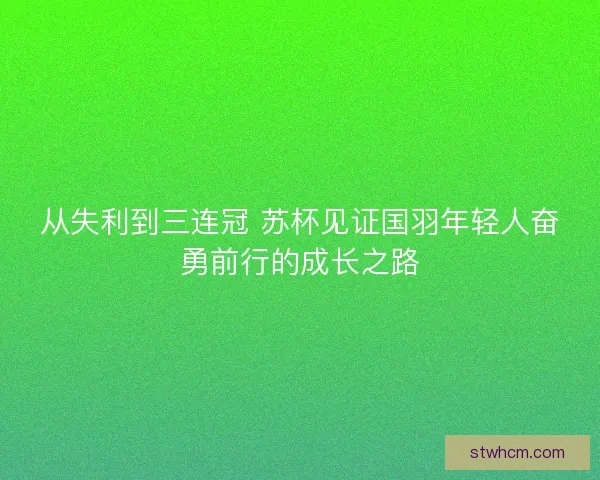 从失利到三连冠 苏杯见证国羽年轻人奋勇前行的成长之路